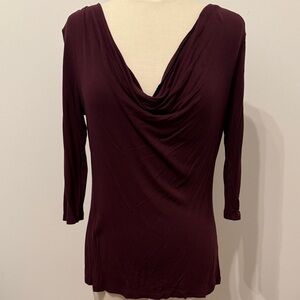 GAP Deep Burgundy Drape Neck Blouse